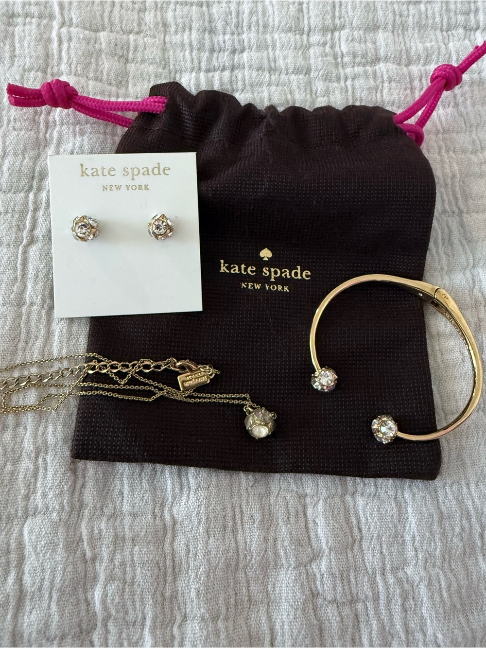kate spade Gold and Clear Crystal Stud Earrings